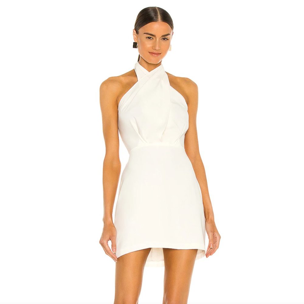 NEW Amanda Uprichard Mezcal Mini Dress Ivory White Halter Backless Bridal Small